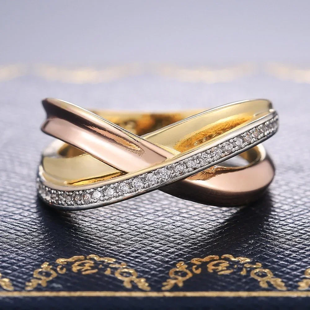 💥 Ingenious Cross Shiny Zircon Pave Trendy Stackable Rings for Women, PD475